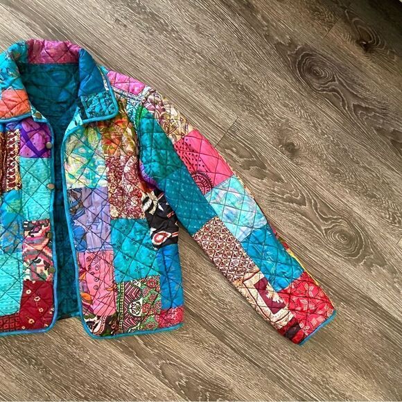 Coldwater creek rayon silk patch reversible jacket - Picture 4 of 14